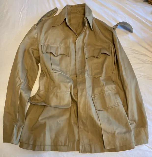ORIGINAL WW2 KHAKI Drill Uniform Jacket. Named British Army Officers ...