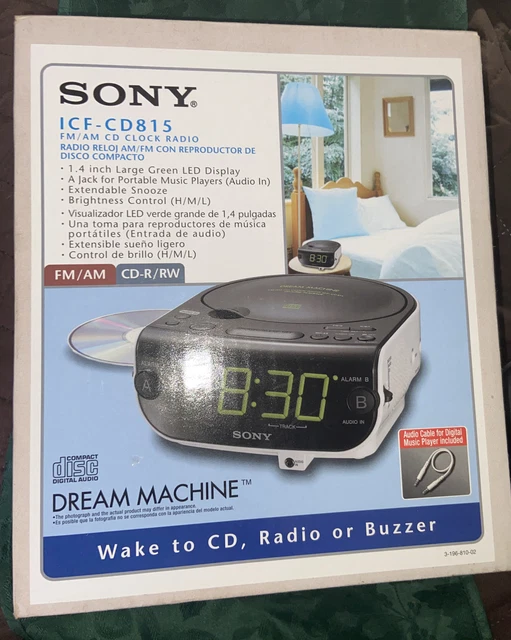 SONY DREAM MACHINE ICFCD815 FM/AM CD Clock Radio Playback Dual Alarm