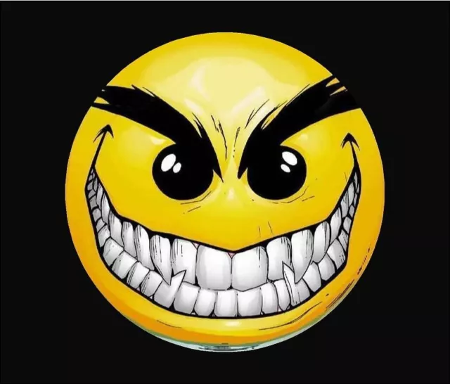 Evil Smiley Smile Full color Graphic Window Decal Sticker Decals Stickers 6"x 6"