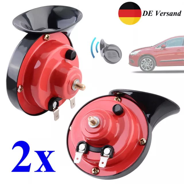 2X 12V Auto Hupe Horn Elektrisch Schnecken 2 Klang Lufthorn Laut Fanfare LKW