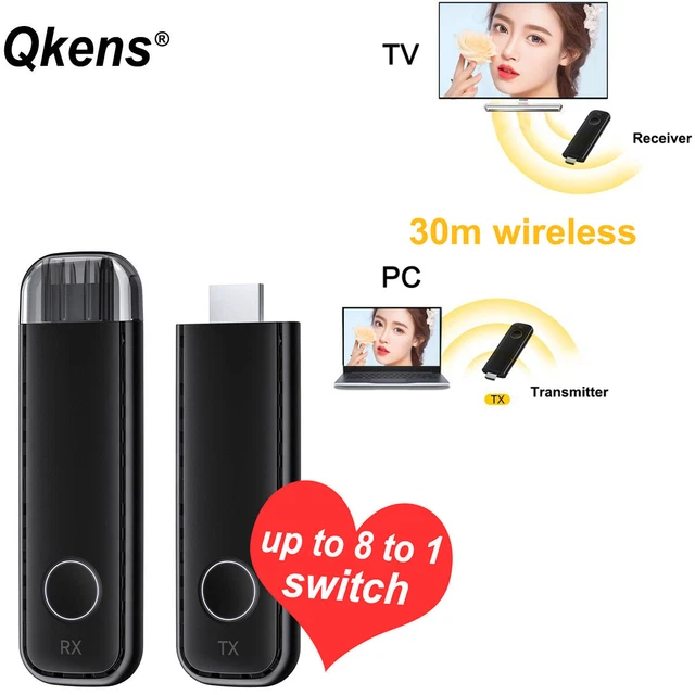 30m Wireless Display HDMI Extender Video Transmitter Receiver fr Laptop PC To TV