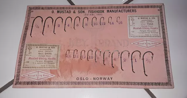 ANTIQUE O. MUSTAD & Son Fish Hook Salesman Sample Card OSLO Norway Key  Brand $59.99 - PicClick
