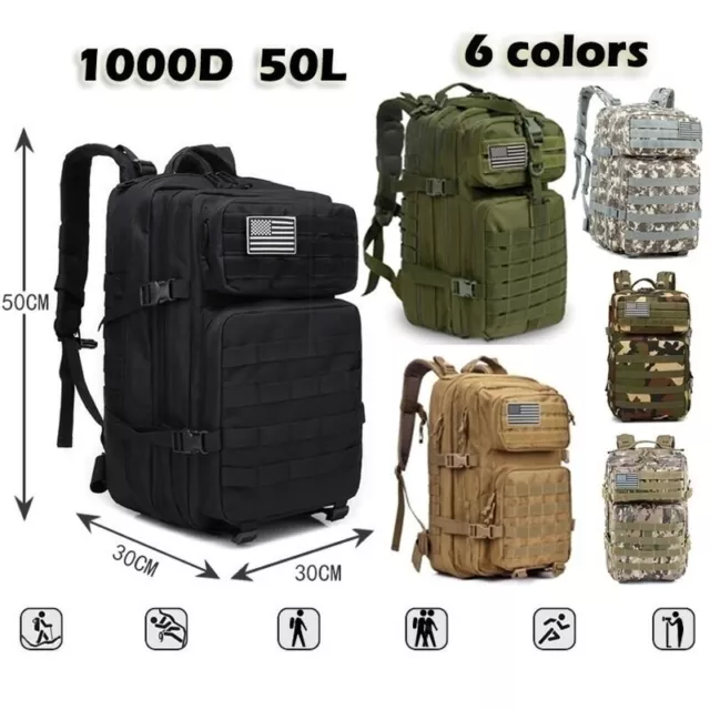 Sac à Dos Militaire Étanche en Nylon, Accessoire pour Trekking, Pêche, Chasse, S