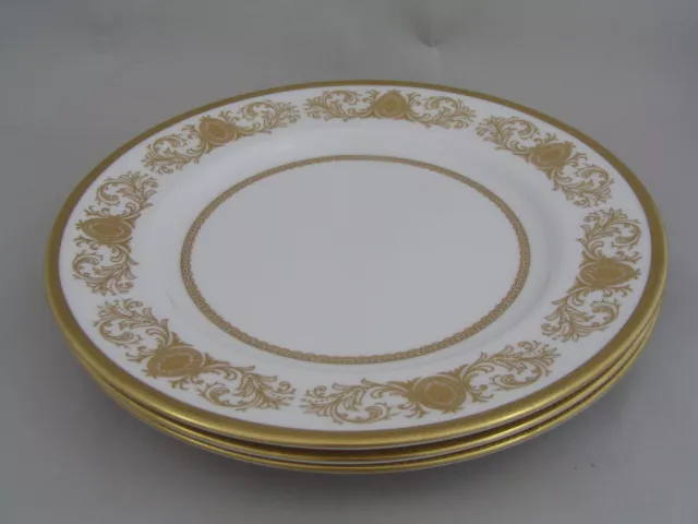 Three Aynsley Imperial Gold 10 1/2" Dinner Plates.