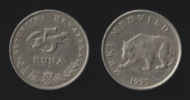 Croazia 5 Kune 1995 Mrki Medvjed Km # 11