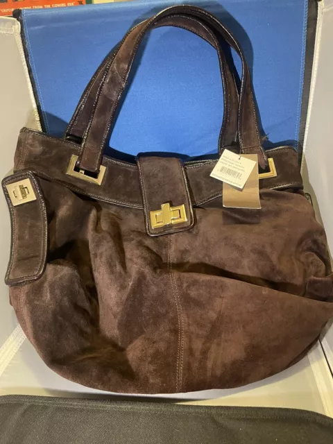Kooba BROWN Suede satchel Leather Handbag Large VINTAGE Purse Shoulder bag.