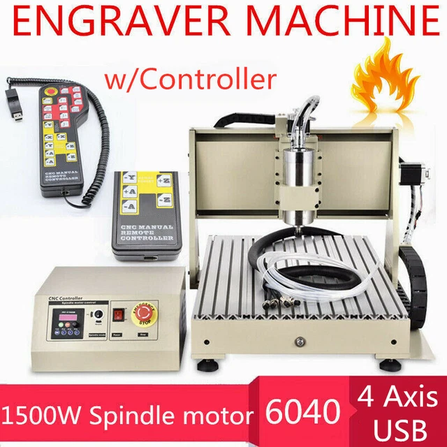 1500W CNC 6040 Router Engraver 4 Axis Desktop Wood Engraving Milling Machine +RC