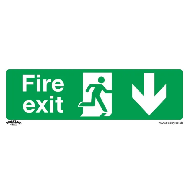 Worksafe Safety Sign Fire Exit (Down) Self Adhesive Vinyl Pack of 10