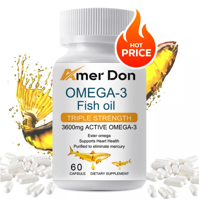 OMEGA 3 FISH Oil 3600mg 60 Capsules Double Strength EPA & DHA Heart ...