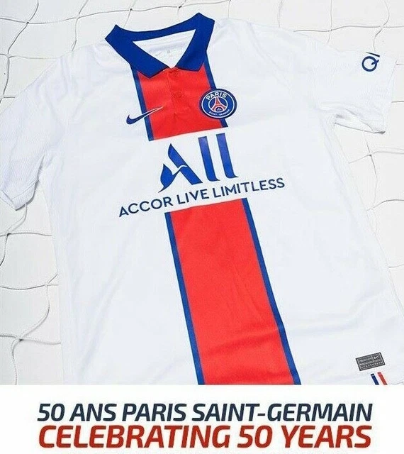 Maillot PSG Extérieur 50 Ans Collector Nike Blanc Taille S Saison 2020-2021 Neuf