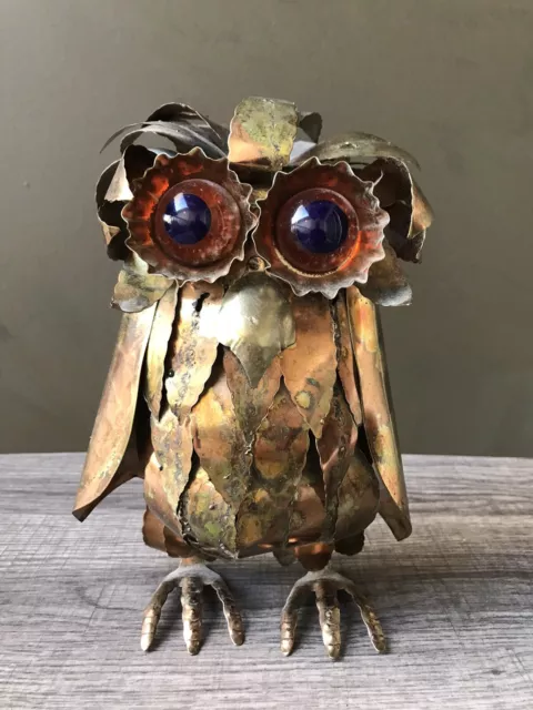 Brutalist Abstract C. Jere Style Metal Art Owl Sculpture Mid Century Modern