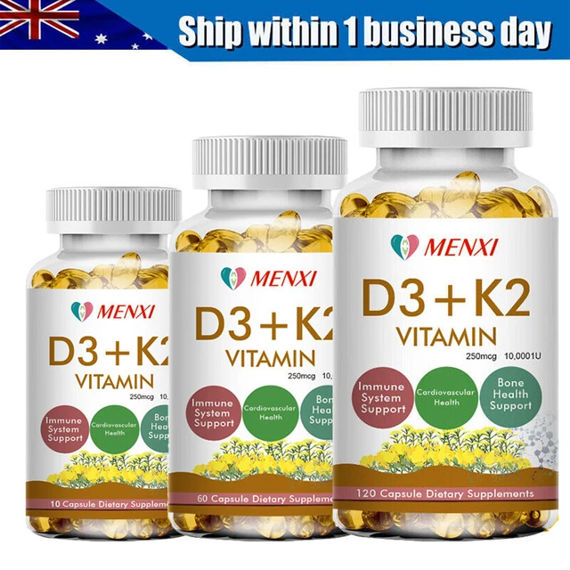 Vitamin K2 (MK7) with D3 10000 IU Bone Health Immunity Booster 10/60/120Capsules