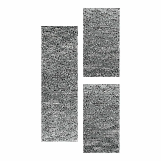 À Poils Ras Tapis Set Chambre à Coucher Tapis 3 -d Design Grille 3 Pièces
