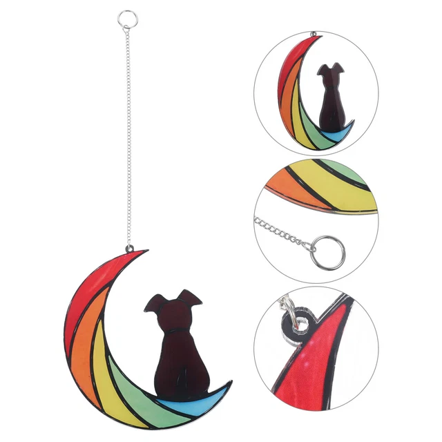 Acchiappasole acrilico da appendere alla finestra colorato a forma di cane luna acrilico
