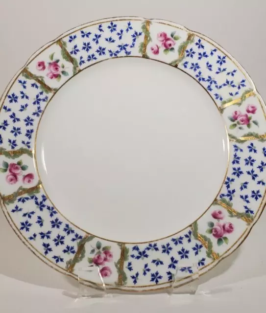 Gorgeous Minton Pink Rose Blue Cornflower 9 inch Cabinet/Luncheon Plate 2