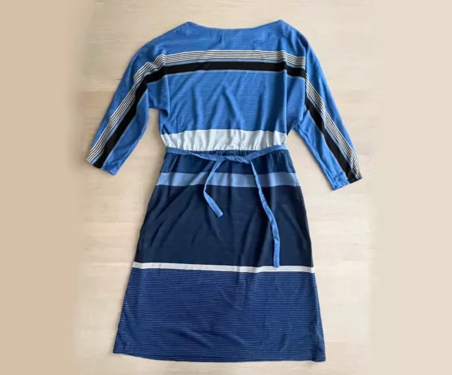 Robe marine rayée bleue, robe midi des années 70, taille L