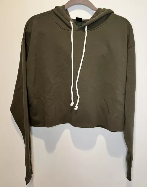 Wild Fable Women's Cropped Hoodie Olive Green Size M ~ NEW