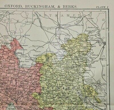 Vintage 1894 OXFORD Berks England Atlas Map Antique Encyclopedia Britannica 3