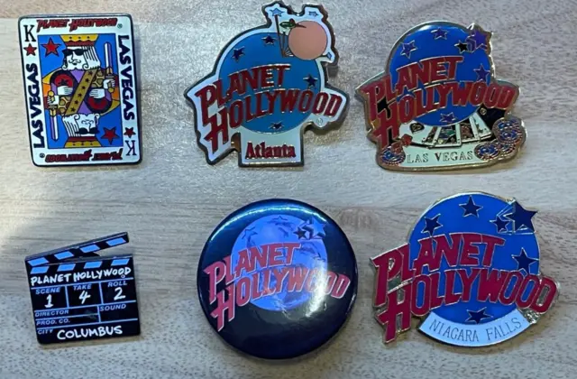 Six Assorted Planet Hollywood Cafe Pins