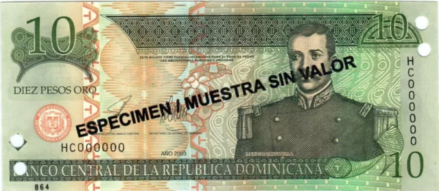 Dominican Republic, 10 Pesos Oro, 2003, UNC, p168c, SPECIMEN