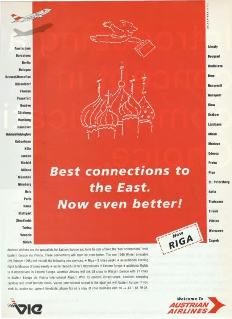 Aua Austrian Airlines 1 Page Advertising 1995 New Ruler