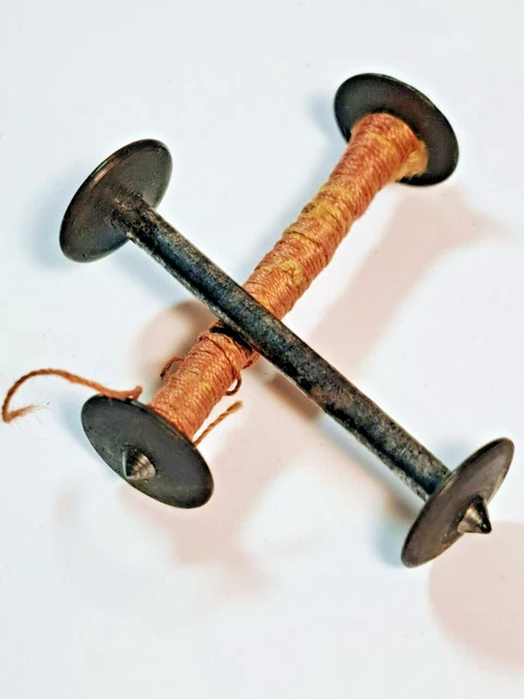 Set of 2 Antique Thread Winder - Metal - 1.25"