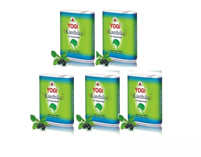 (Pack of 5) Yogi Kanthika for Throat Relief (70 Pills Each) (350 pills Total)