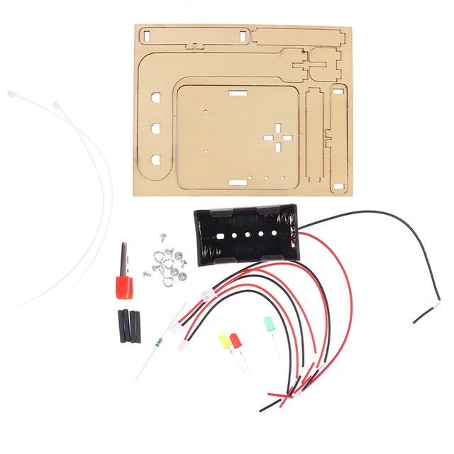 Mini Kids Science Experiment für Kinder Jungen DIY Spielzeug Holz Ampel LED L#w#