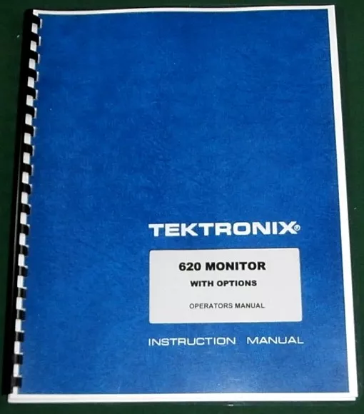 Tektronix 620 Operator's Manual: Comb Bound Protective Plastic Covers