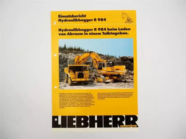 Prospekt Liebherr R984 Hydraulikbagger Einsatzbericht Talktagebau 1990