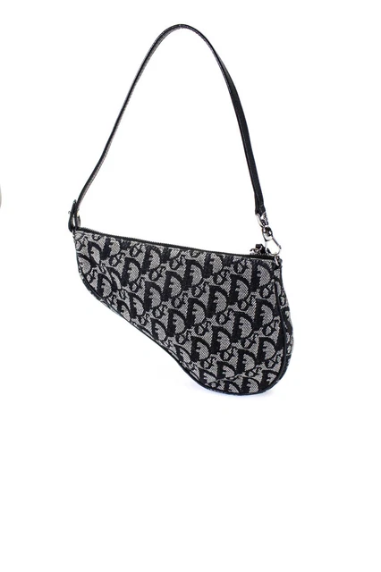 Christian Dior Womens Monogram Print Vintage Diorissimo Saddle Pochette Handbag