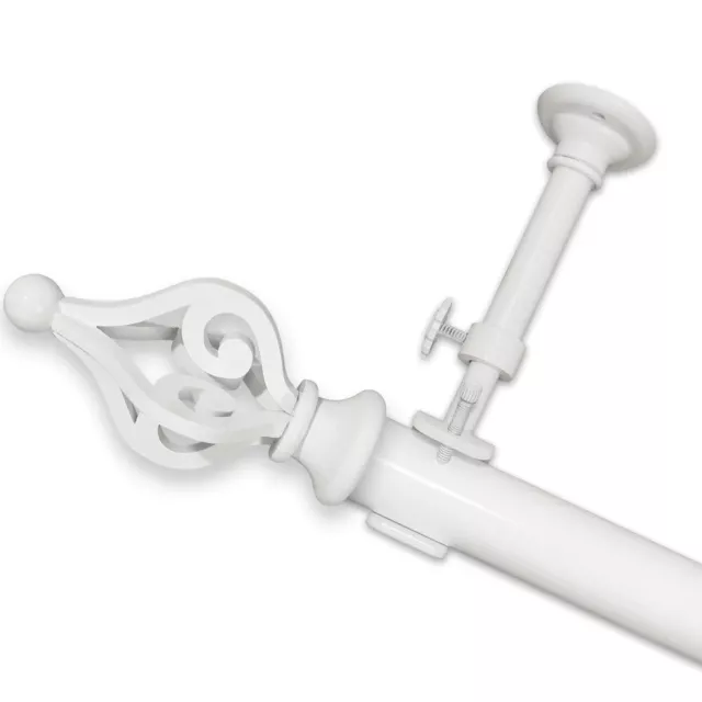 Pinnacle Optima Crown Curtain Rod Collection  16" up to 240" - White