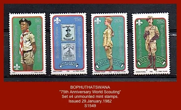 BOPHUTHATSWANA 1982 - "75th Anniversary World Scouting" - Set x4 mint stamps