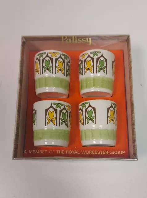 Vintage Set of 4 Palissy Royal Worcester Egg Cups in Original Box 1970s Retro