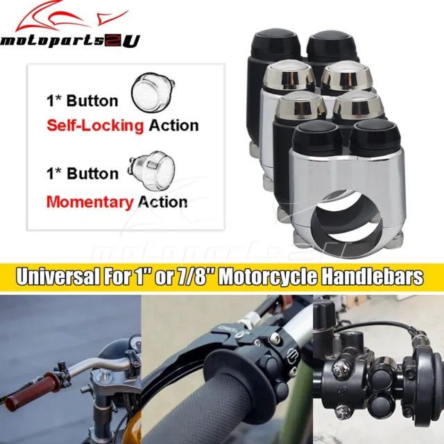 2-Button Motorcycle Control Module Handlebar Switch 1 Momentary + 1 Self-locking