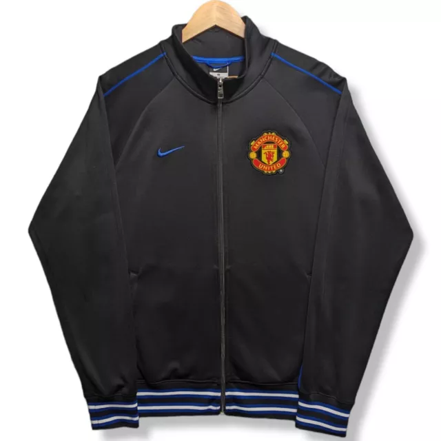 NIKE MANCHESTER UNITED Track Top Men's Medium Black Blue Training Jacket Vintage