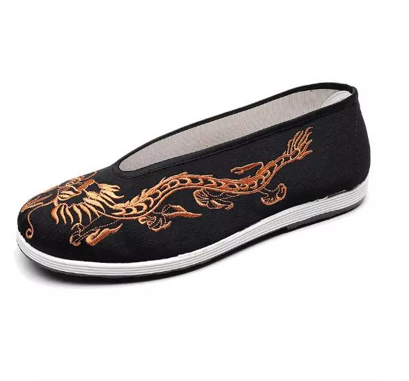 Mens Chinese Old Beijing Loafers Dragon Embroidery Tai Chi Martial Arts Shoes