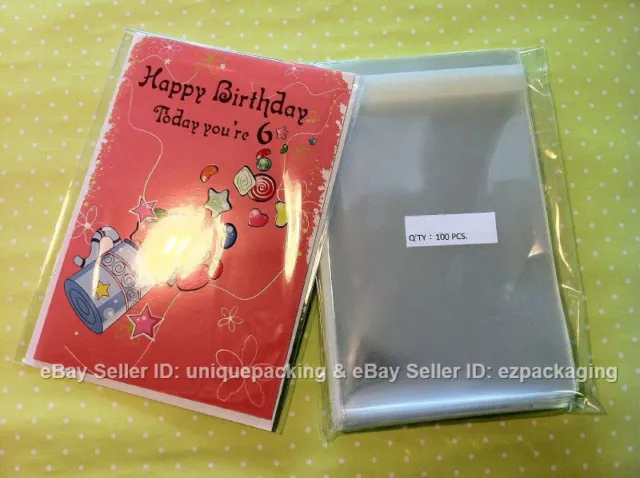 500 Pcs 4 5/8 x 5 3/4 (A2+) Clear Card Resealable Cello Poly BOPP Bags Envelopes