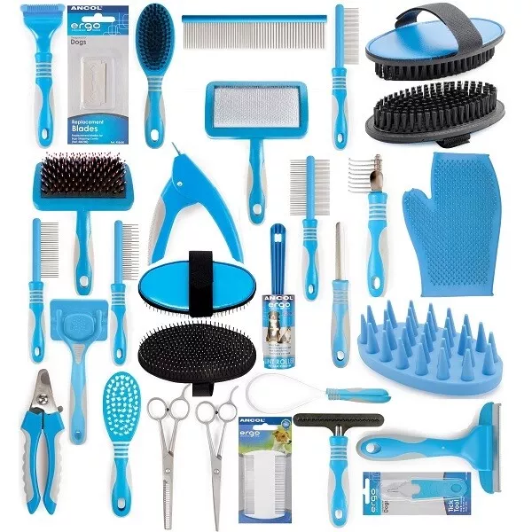 Ancol Dog Grooming Tools - Brush Comb Scissors Rake Nail File Clippers Slicker