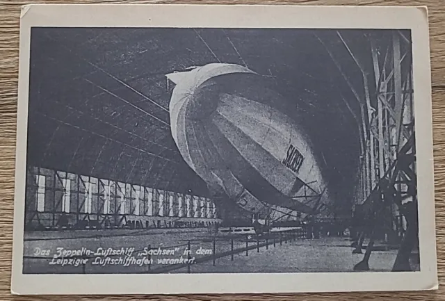 AK Karte Zeppelin Luftschiff Sachsen Leipziger Luftschiffhafen Postkarte