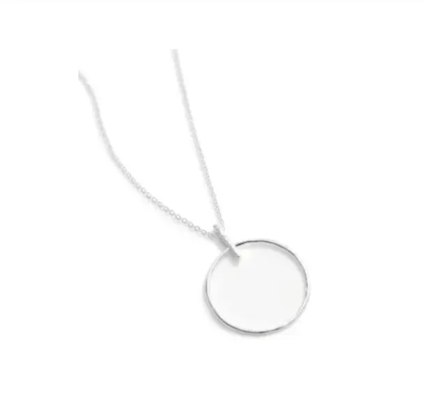 Gorjana Balboa Necklace Silver Adjustable Chain Hammered Circle Pendant NEW