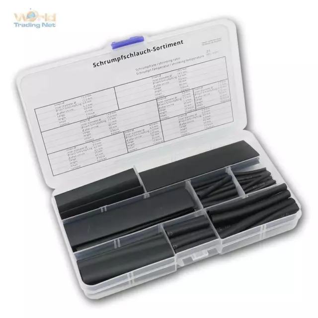 Assortimento di Tubo Termoretraibile 2:1 100 Mini-Tubetti Nero Set Tubo Isolante