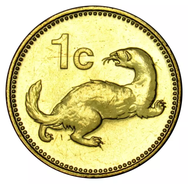 Malta 1 Cent coin 1998 KM#93 Weasel (Mustela) zoo