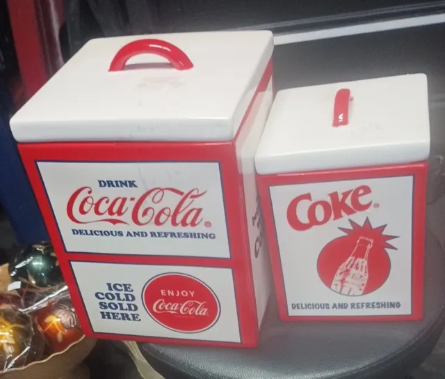 COCA-COLA CANISTER SET OF (2) USED As Display Only