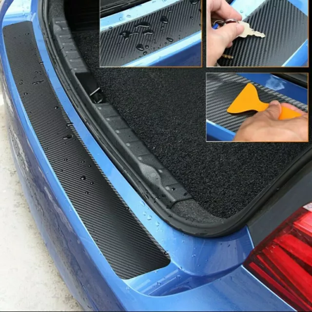 Car Rear Bumper Protector Guard Trim Cover Sill Protect Sticker 3D Carbon Fiber