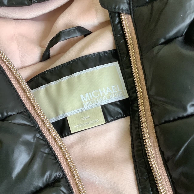 Cappotto Michael Kors Imbottito Tampone Pelliccia Finta Nero e Rosa 18 mesi 2