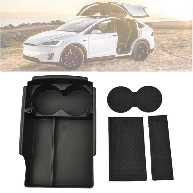 Plateau console Car Center avec boîte de rangement noire pour Tesla MODEL X MOD