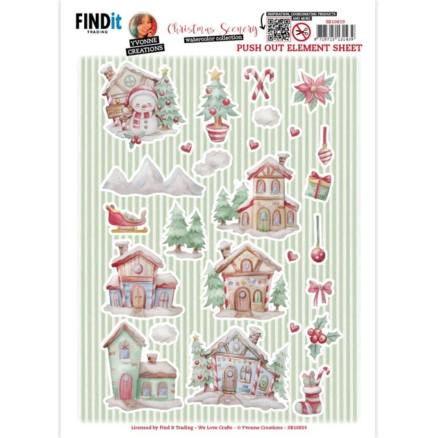 Stanzbogen - Yvonne Creations - Christmas Scenery - Weihnachtselemente B