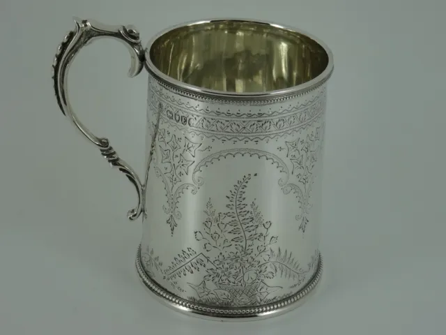 Lovely Victorian Solid Sterling Silver Christening Mug Tankard London 1880