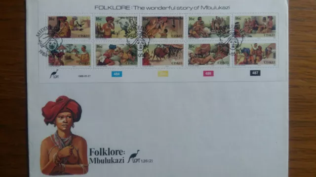 10 Briefmarken aus der CISKEI (Teilrepublik in Südafrika) mit Ersttagsstempel vo